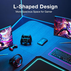 L Shaped Gaming Desk Corner Computer Desk, Home Office Desks Writing Workstation with Large Monitor Stand, Easy to Assemble