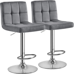 Bar Stools Set of 4, PU Leather Swivel Barstools, Height Adjustable Counter Chairs, Modern Stools with Back for Bar Kitchen