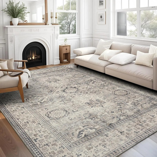 Machine Washable Area Rug Runner - Living Room Bedroom Bathroom Kitchen Entryway Office - Padded Low Pile Stain Resistant Premiu