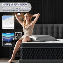 12 Inch Queen Mattress, Medium Pillow Top Hybrid Mattress-in-a-Box