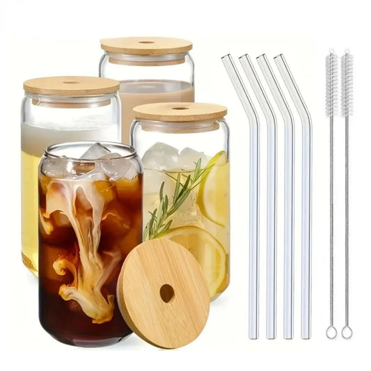 Transparent Bubble Tea Cup with Lid and Straw - 1PCS Juice Glass Beer Can Milk Mocha Cups - Stylish Breakfast Mug Drinkware