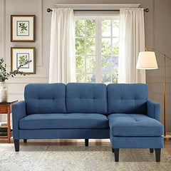 Convertible Sectional Sofa Couch, L-Shaped Couch with Modern Linen Fabric for Small Space (Black), sofas