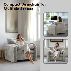 Accent Chairs for Living Room, Modern Upholstered Sofa Chair Comfy Chenille Armchair with Thick Cushion, Single Sofa/Side Chair