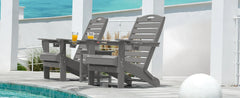Chair Folding Adirondack Chairs with Cup Holder, Outdoor Fire Pit Chairs All-Weather Lawn Chair for Deck Patio Garden (Grey)