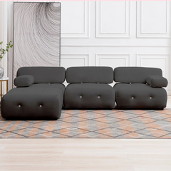 Modular Sectional Sofa with Reversible Chaise, Velvet L Shaped Cloud Couch with Reversible Ottoman