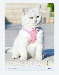 Vest Walking Traction Rope Cat Harness with Reflective Strip Dog Collar Breathable Mesh Harness for Small Medium Pet Cat Dog