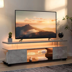 LED TV Stand White TV Stands for Living Room Modern TV Stand with Storage for 65/70/75 inche TVs Entertainment Center for Living