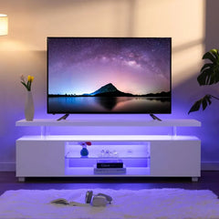 LED TV Stand White TV Stands for Living Room Modern TV Stand with Storage for 65/70/75 inche TVs Entertainment Center for Living