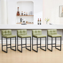 Counter Height Bar Stools Set of 4, Modern Counter Stools with Back and Thickened Metal Legs, Armless Bar Chairs for Kitchen