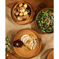 Oprah's Favorite Things - Santorini Mist Double Bowl Terracotta Reactive Glaze Plates and Bowls Dinnerware Set - Amber