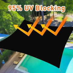20'x30' Sun Shade Sail Curved Commercial Outdoor Shade Cover Black Rectangle Heavy Duty Permeable  Backyard Shade Cloth