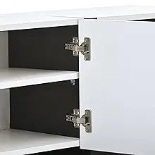 Rectangle Design TV Stand for Television Up to 80", Unique Style Console Table, Storage Cabinet with High Gloss UV Surface