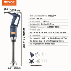 SucceBuy Commercial Immersion Blender 500W 16inch Stepless Variable Speed Multi-Purpose for Soup Sauces Mashed Potatoes Cream