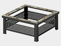 30 Inch Fire Pit, Square Outdoor Fireplace Table w/ Mesh Lid & Fire Poker, 3-in-1 Multipurpose Firepits for Yard, Garden, Patio