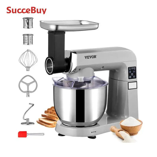 VEVOR 6 IN 1 Stand Mixer 450W Tilt-Head Multifunctional Electric Mixer with 6 Speeds LCD Screen Timing 7.4Qt Stainless Bowl