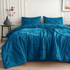 Maple&Stone California King Comforter Set, 7 Pieces Cal King Bed Set, Pinch Pleat Bed in a Bag Bedding Set with Comforter, Sheet