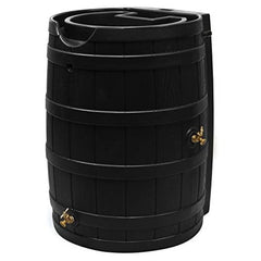 Rain Wizard 65 Gallon Rain Barrel Self Draining Planter Brass Spigots UV Resistant Linkable Polyethylene Outdoor Garden Water