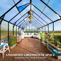 Upgraded Heavy Duty Aluminum Walk-in Greenhouse with Quick Setup Structure, Greenhouses