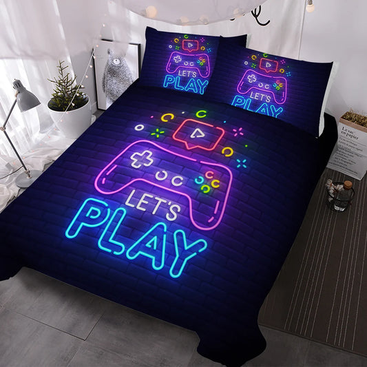 Gaming Duvet Cover Set Queen Size Video Game Controller Bedding Set, Boys Video Games Comforter Cover with 2 Pillow Shams, Bed