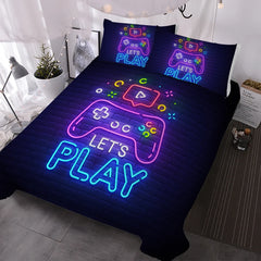 Gaming Duvet Cover Set Queen Size Video Game Controller Bedding Set, Boys Video Games Comforter Cover with 2 Pillow Shams, Bed