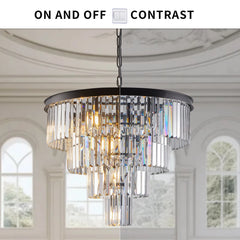 Contemporary Crystal Modern Chandeliers Crystal Ceiling Chandelier 4 Tier Black Chandelier Lighting(Bulbs Not Included)
