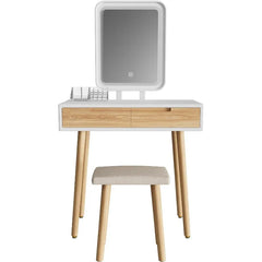 Makeup Vanity Desk with Lights, Small Vanity with Adjustable Brightness Mirror for Small Spaces, Vanity Desk with Drawers