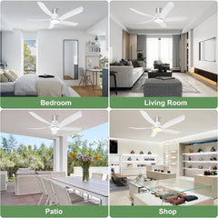 58" Low Profile Ceiling Fan with Light - Remote Control Flush Mount Indoor Outdoor Ceiling Fan, Reversible DC Motor, Dimmable