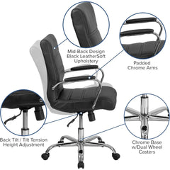 5-Piece Oval Conference Table Set - Includes 4 Black Chrome LeatherSoft Executive Chairs for Office Meetings