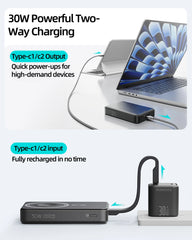 ROMOSS Magnetic Power Bank 10000mAh 30W PD Fast Charging 3-in-1 Wireless Powerbank with Apple Watch Charger for Magsafe iPhone