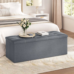 43" Storage Ottoman Bench with Divider, Multifunctional Foot Stool, Toy Chest & Shoe Bench for Bedroom, Living Room Home