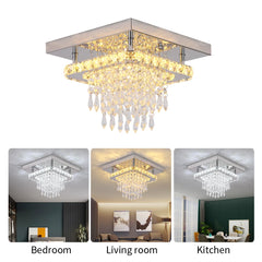 Crystal Flush Mount Ceiling Light Fixtures LED Round Square Chandelier Light Fixture Ceiling Lamp for Kitchen Hallway Foyer