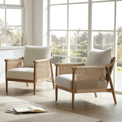 Braid Armchair, Modern Accent Chair for Living Room, Cream  chairs living room  accent chairs for living room