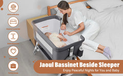 4 in 1 Baby Bassinet Bedside Sleeper Baby Crib, Adjustable Cosleeper for Baby, Easy Folding Portable Baby Bed Rocking Bassinets