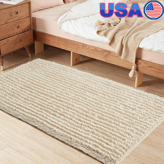 Ultra Soft Absorbent Microfiber Bath Mat Non Skid Chenille Rug Machine Washable Bathroom Tub Shower Home Decor