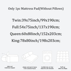 Washable Mattress Pad Quilted Fitted Mattress Protector Cotton Top Stretches up 8-21" Deep Pocket Cooling Mattress Topper Cover