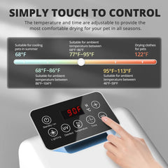 Pet Hair Dryer Box, Ultra Quiet Blow Dryer 6L Capacity for Cats and Small Dogs, Professional Fast Drying Blower, Intelligent Con