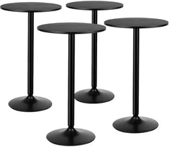 Bar Table, Round Cocktail Table Modern Style Standing Circular Bistro Table Suitable for Pub,Restaurant Black Set