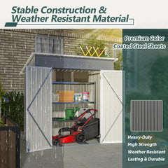 Outdoor Storage Shed, 6 X 4 FT Large Metal Utility Tool Sheds with Floor Frame, Steel Garden Shed for Backyard Garden Patio Lawn