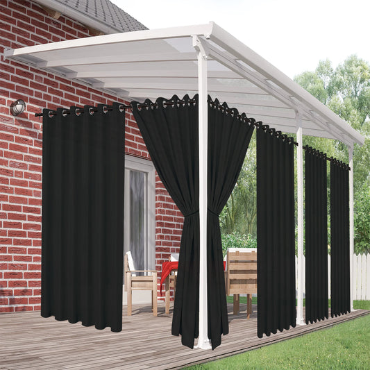 Outdoor Curtains for Patio Waterproof, 6 Panels Privacy Outsides Curtains for Cabana Porch Pergola, Sunlight & UV Blocking