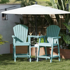 Tall Adirondack Chairs Set of 2,Recycled Poly Balcony Chair with Double Connecting Tray Patio Stools Weather Resistant