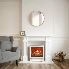 Round Mirror with Wood Frame 24 Inch Circle Wall Mirror for Bathroom Round Wall Mirror for Wall Decor, Vanity,