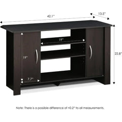 Modern TV Stand Entertainment Center with Concealed Storage & Adjustable Shelves – Fits Up to 46” TVs