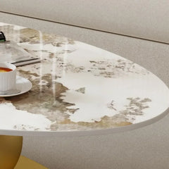 Modern Stone Coffee Table with Abstract Metal Base Living Room Table Center Table for Home 39" L x 20" W x 17" H Coffee Tables