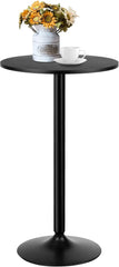 24” Round Top Pub Bar Table, Modern Circular Bistro High Table for Dining Room Living Room Kitchen Restaurant Home Bar, Black