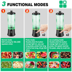 Portable Electric Fresh Mini Juicer, Cordless Blend Active Fruit Juicer Multi Blender Smoothie Maker 600ml Blender Mixer Shaker
