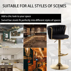Bar Stools Set of 4, Counter Height Bar Stools with Low Back, Gold Swivel Bar Stools for Kitchen Island, Bar Pub Stools