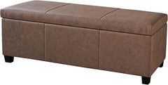 47 Inch Storage Ottoman, Faux Leather Storage Bench Bedroom Bench with Safety Close Hinge, Ottoman with Storage