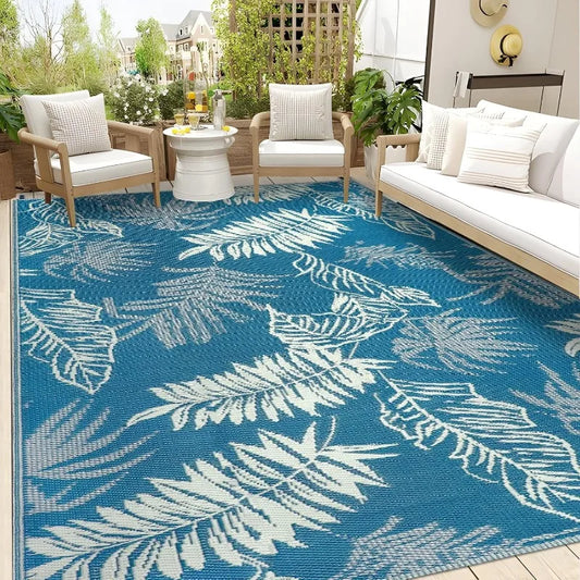 Outdoor Rug Waterproof 6x9 ft, Reversible Outdoor Plastic Straw Rug, Large Outdoor Carpet Patio Rug