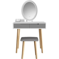 Makeup Vanity Desk with Lights, Small Vanity with Adjustable Brightness Mirror for Small Spaces, Vanity Desk with Drawers