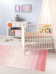Modern Ombre Washable 4x6 Rug, Light Pink Rugs for Girls Bedroom, Soft Non-Slip Nursery Area Rug, Contemporary Non-Shed Kids